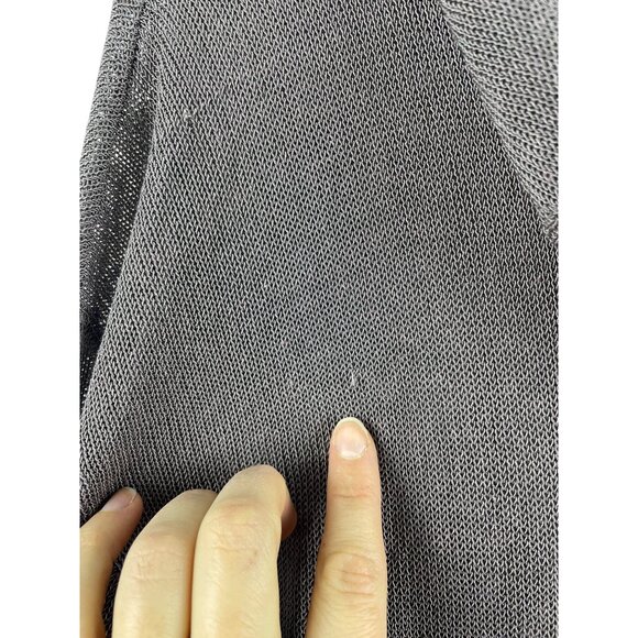 One Grey Day Women's Large Linen Open Weave Knit Drop Shoulder Beach Hoodie - Picture 13 of 13